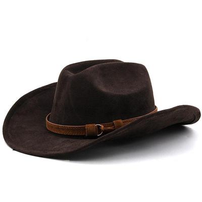 Suede Western Cowboy Fedora Hat 男女翘边西部牛仔礼帽爵士帽