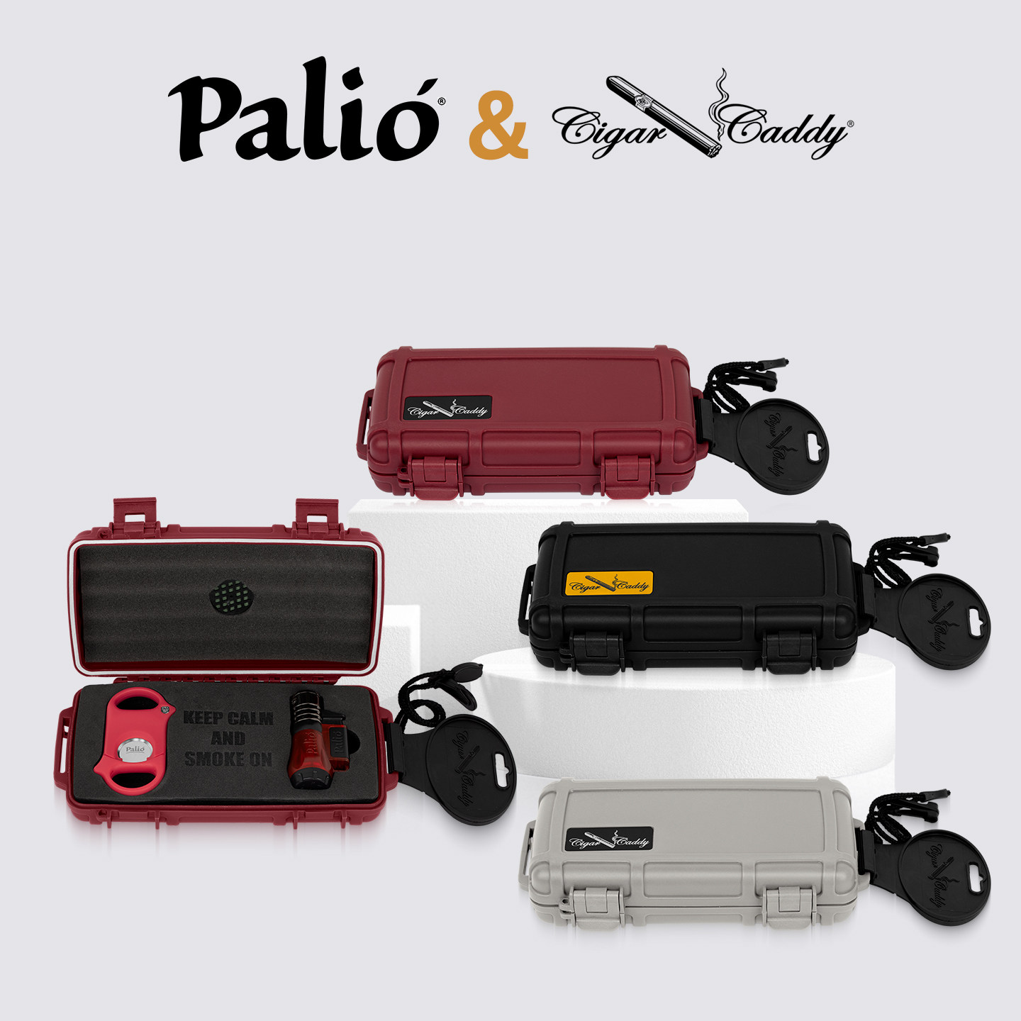 新品 Cigar Caddy&Palió五支装雪茄保湿盒套装直冲三火焰雪茄剪