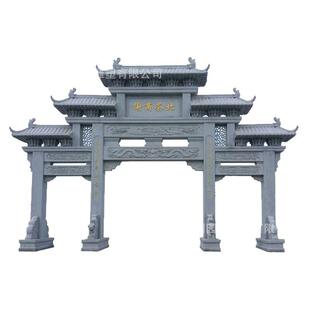 石牌坊景区广场石牌坊村口石楼石牌坊三门五楼花岗岩石牌坊