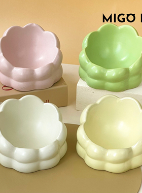 大口径猫碗可爱狗碗保护颈椎斜口碗猫碗防漏食矮脚猫猫水碗不湿嘴