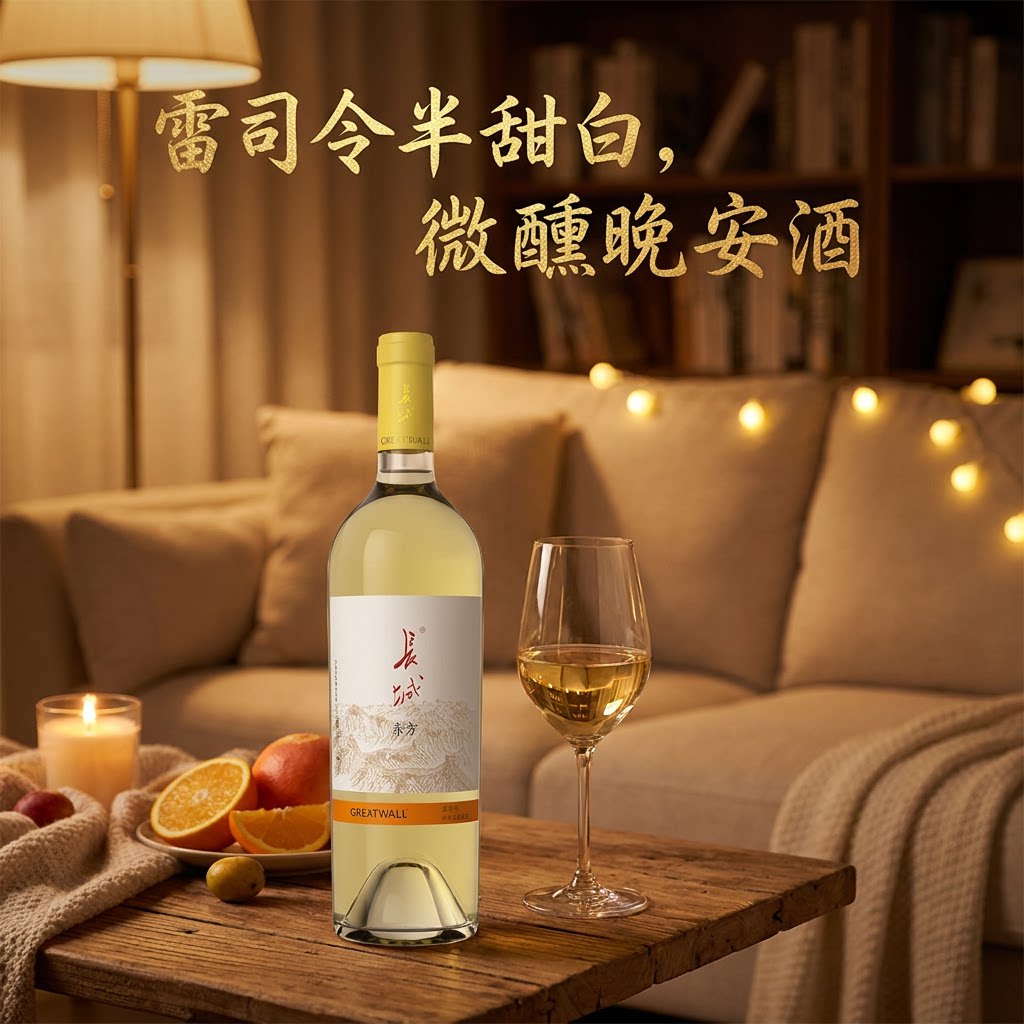 长城东方雷司令半甜白葡萄酒女士自饮微醺国产葡萄酒果酒750ml
