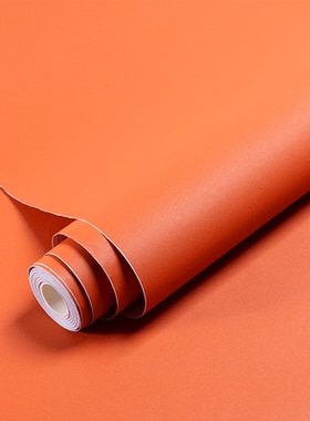 橙色脏橘色墙纸自粘防水家具翻新商用装饰背景墙贴壁纸北欧ins风