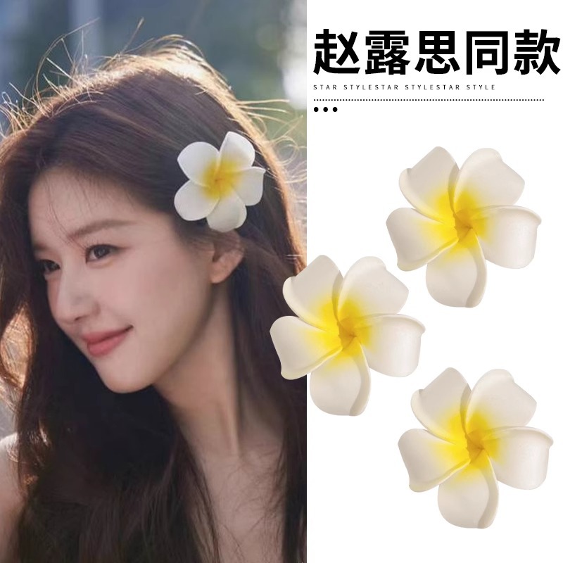 赵露思同款鸡蛋花发夹海边度假风发卡森系甜美花朵侧边夹拍照