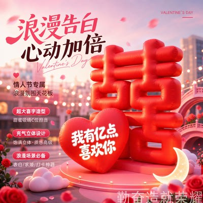 七夕婚庆充气喜字爱心气模装置