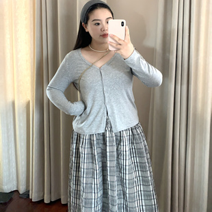 Chestnut 8.20 20:00弹力超柔亲肤大领口宽松百搭通勤针织开衫