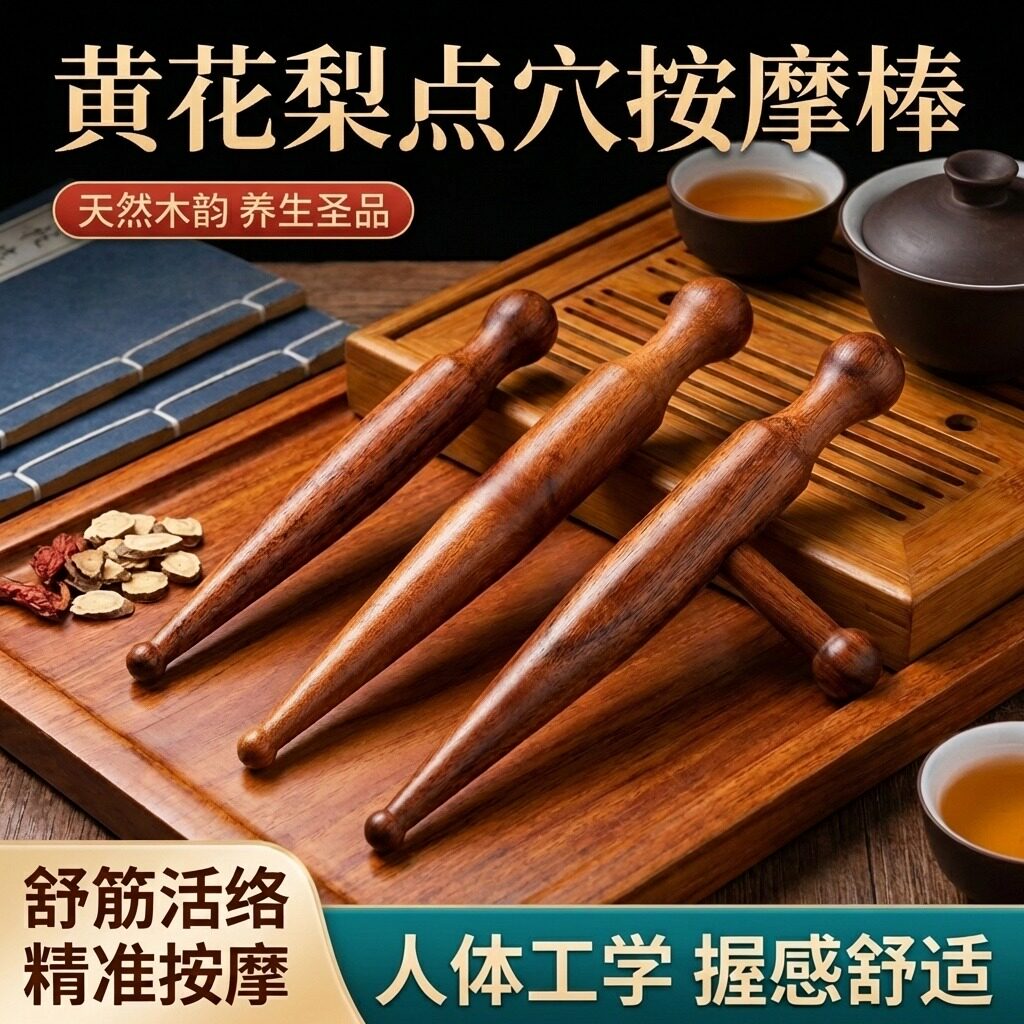黄花梨木点穴棒拨筋棒足底按摩器全身疏通经络按摩穴位棒足疗按摩