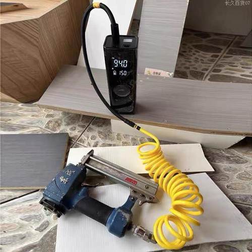 木工便携式锂电充气泵打气泵气钉枪 小气泵耐用款伸缩弹簧气直发