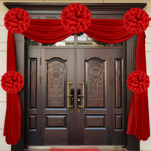 大红花球结婚门头楼梯扶手装饰