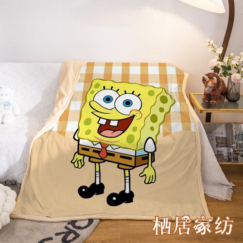 一年四季保暖加绒法莱绒卡通午睡