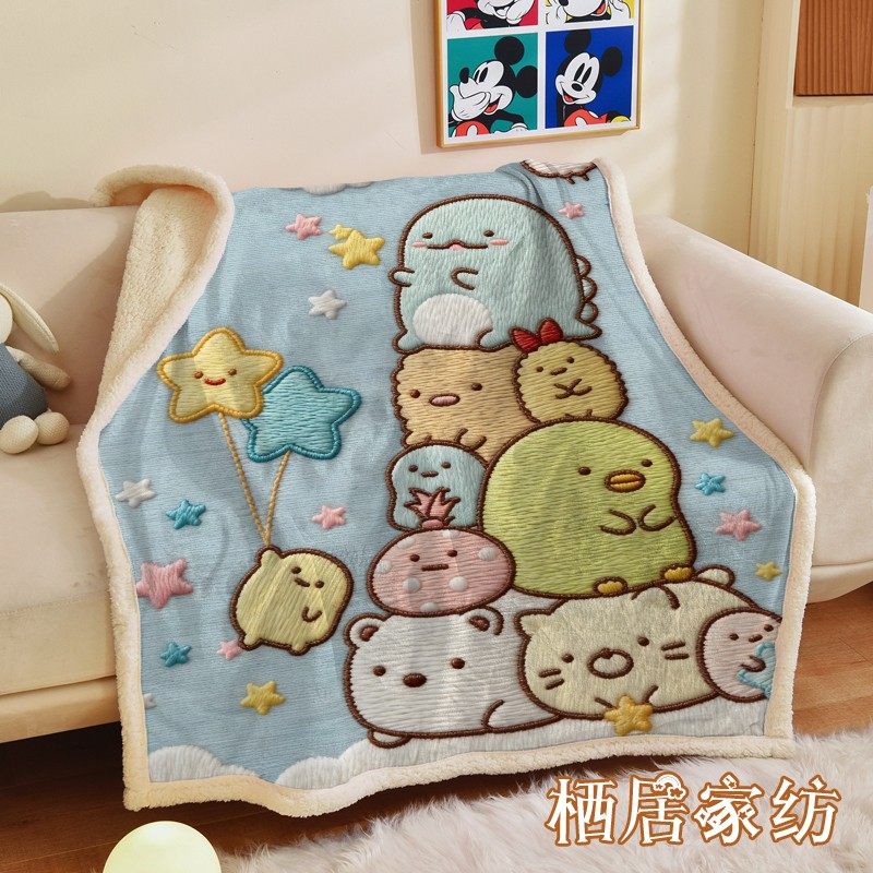 卡通角落生物毛毯四季通用加厚保暖毯子办公室午睡毯学生宿舍毯子