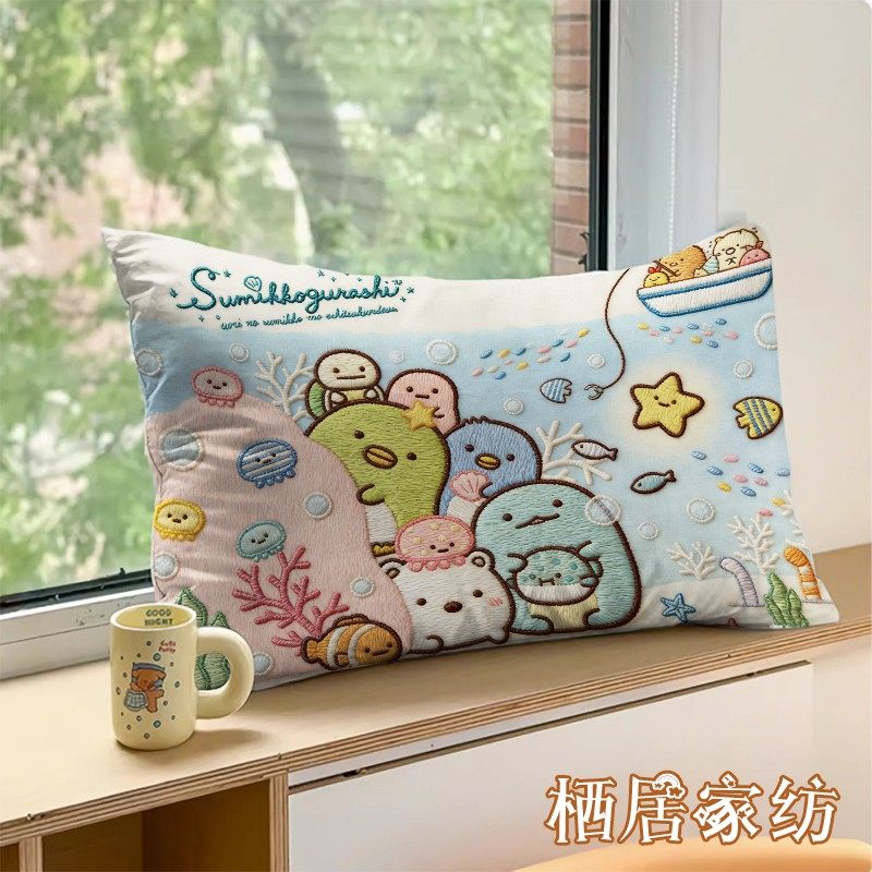 卡通可爱角落生物立体感印花枕套单人枕48*74cm可机洗长方形枕套,床上用品,枕套,淘宝优惠券,粉丝福利购,淘宝优惠卷