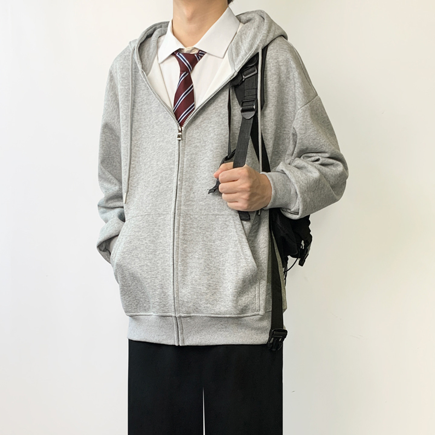 木村叔dk日系灰色连帽开