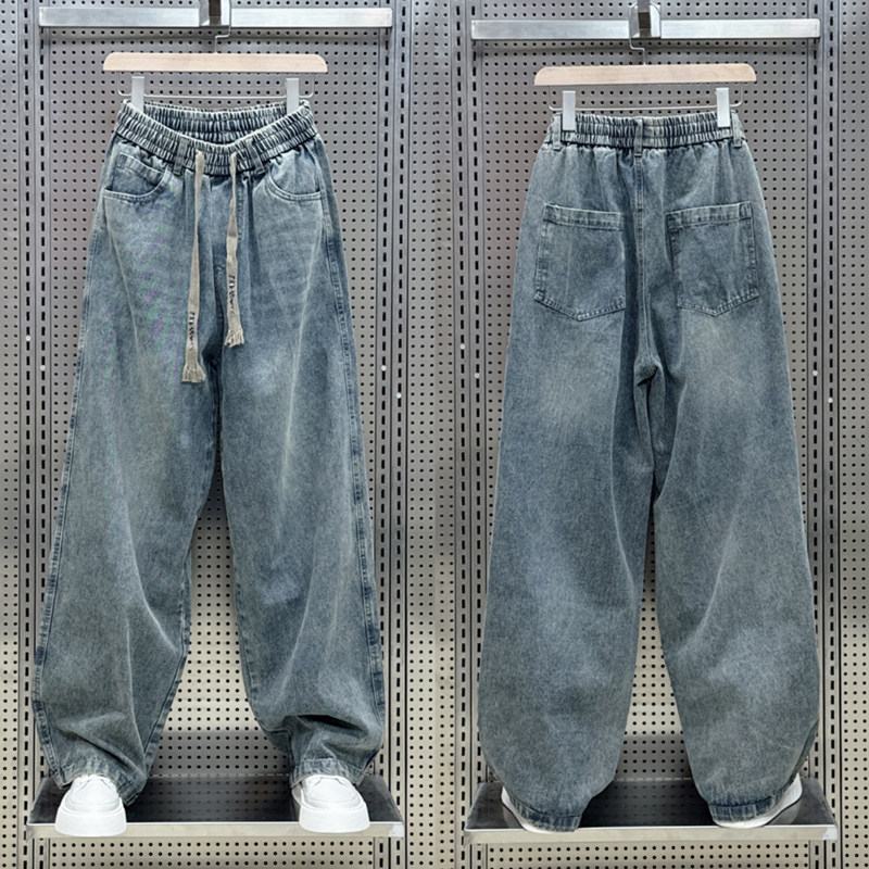 日系牛仔裤男2025春秋新款宽松大码直筒阔腿美式高街潮牌休闲长裤