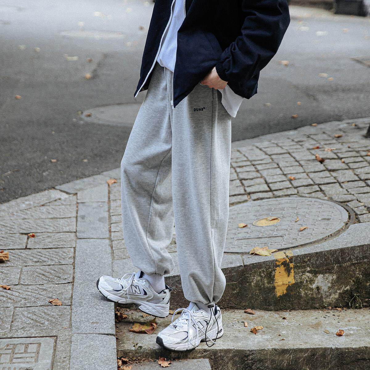 GOGOSOON男装卫裤2026春秋新款男生宽松长裤束脚运动港风九分裤子