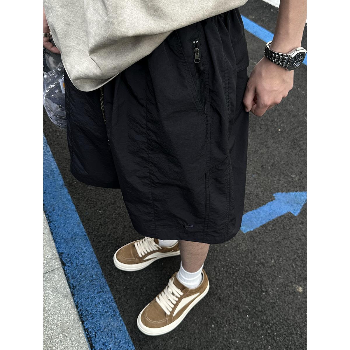 MANCHER 日系潮牌防水速干工装短裤男夏季新款宽松直筒休闲中裤潮