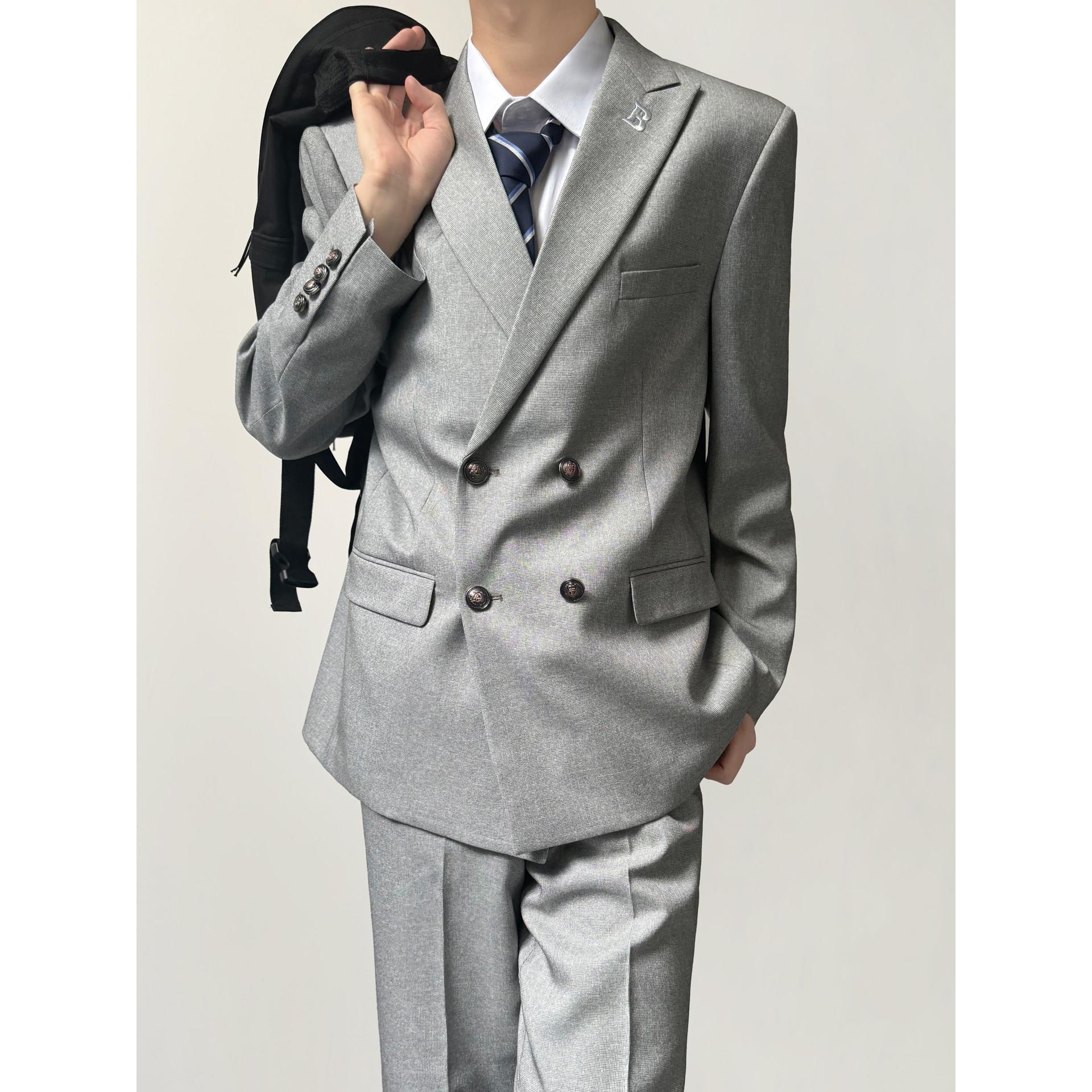 木村大叔Dk日式灰色西装套装男士高端正装青年男孩成人仪式西装夹