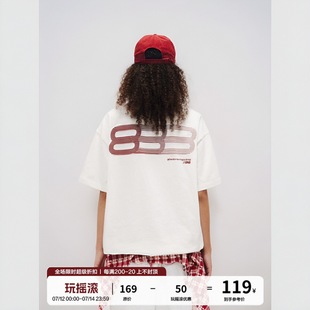 FPA渐变跑道图形短袖 国潮牌潮流美式情侣夏季宽松圆领半袖t恤男