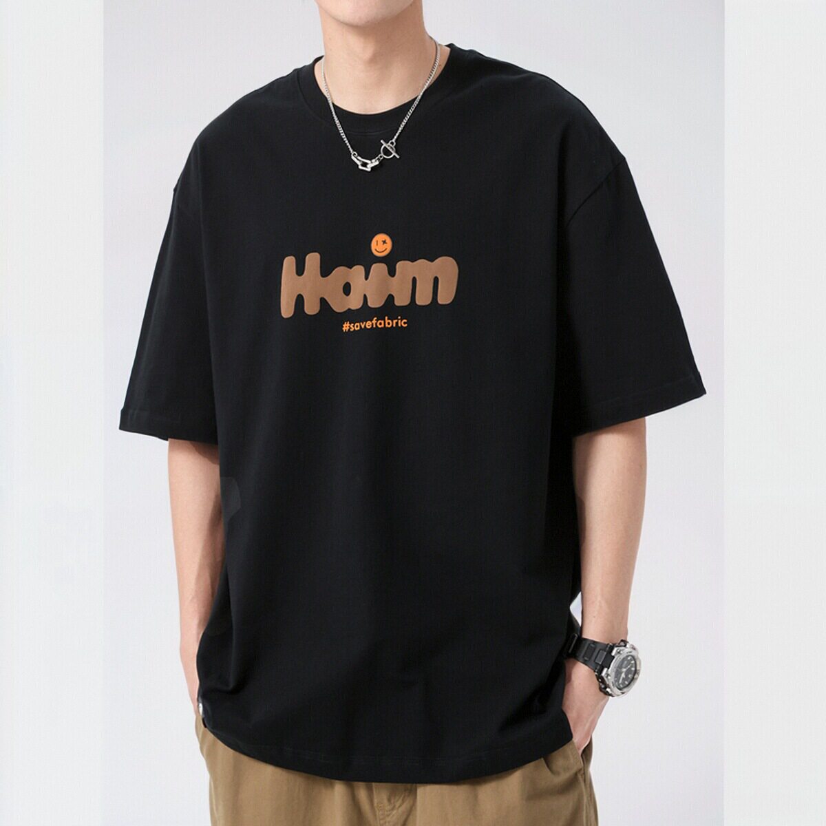 美式短袖t恤男夏季2025新款重磅纯棉潮牌潮流加大码印花学生体恤