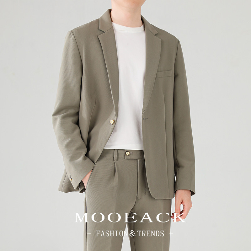 春秋季休闲西服男宽松垂