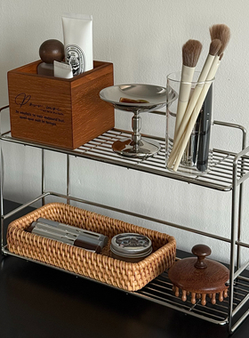 极简风不锈钢置物架浴室洗手台放化妆品沐浴露洗漱用品沥水收纳架