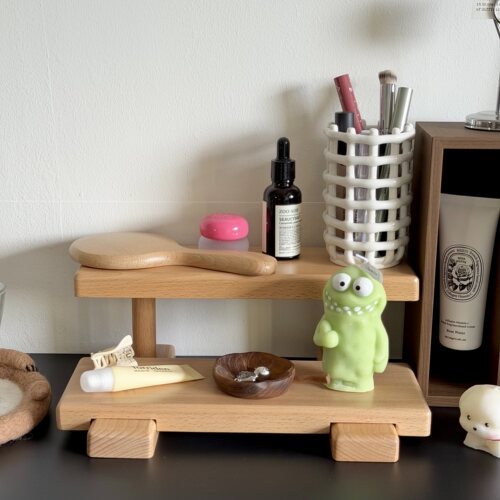 实木梳妆台置物架桌面化妆品护肤品收纳架子台阶摆放架整理展示架