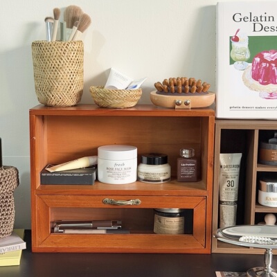 复古桌面置物架实木抽屉式化妆品首饰文具整理储物盒咖啡吧台收纳