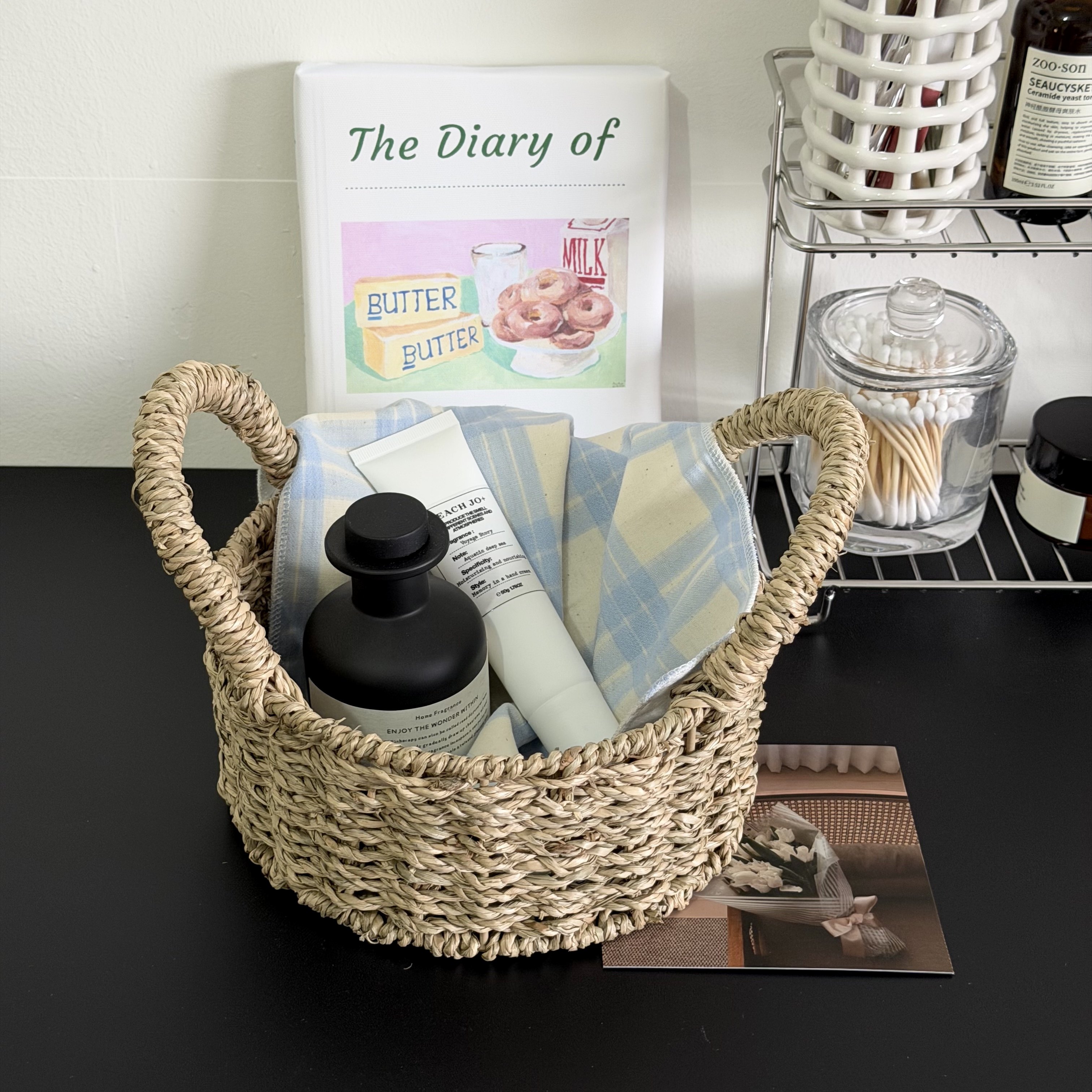 藤编收纳筐家用卫生间洗漱台化妆品台面桌面杂物整理储物收纳篮子,收纳整理,收纳筐,淘宝优惠券,粉丝福利购,淘宝优惠卷