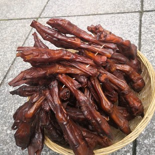 湖南邵阳特产柴火烟熏肠包鸭爪农家自制腊鸭掌包肉鸭脚包500g袋装