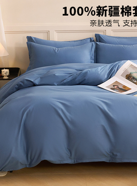 新疆棉纯棉床上四件套灰色100全棉床单被套床笠款北欧三件套定制