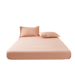 日式纯棉色织水洗棉床笠单件定制135X190cm全棉床罩席梦思保护套