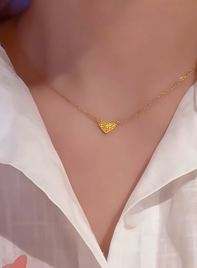 金色碎碎冰爱心项链女款