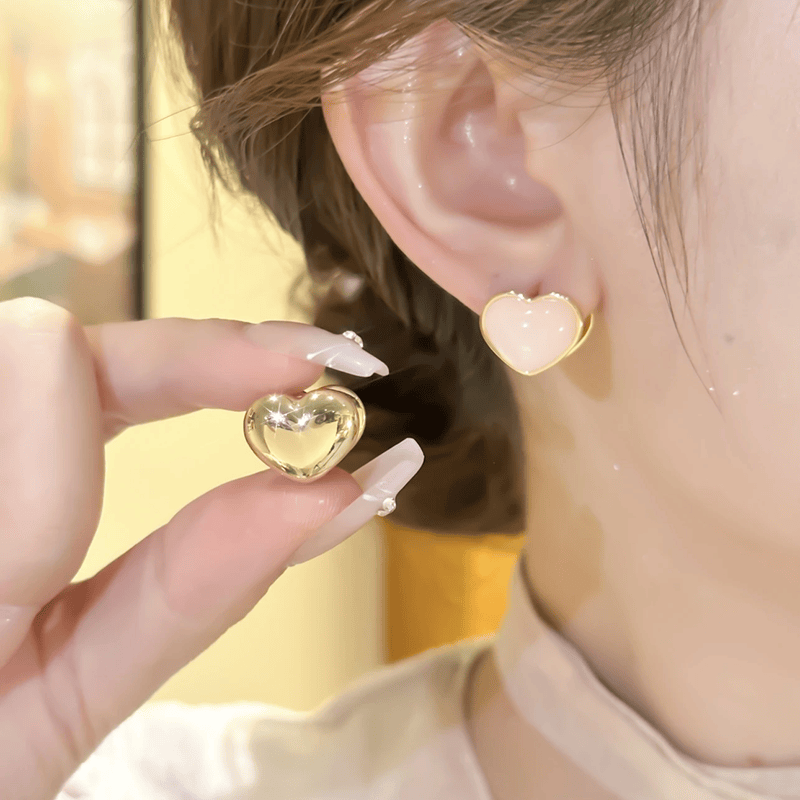 两面戴粉色耳饰品树脂小众