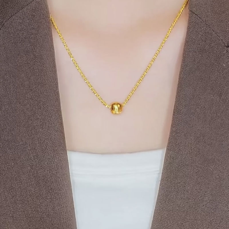 金色珠子吊坠毛毛虫项链女
