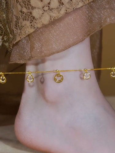 钛钢不掉色笑脸脚链女