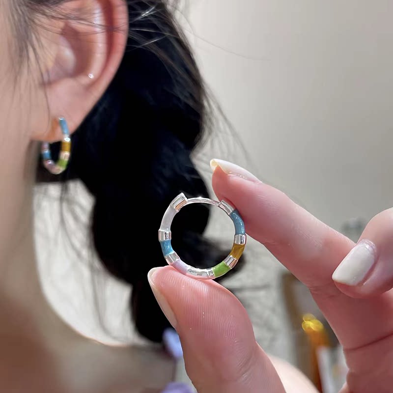 多巴胺彩色滴油圈圈耳扣女