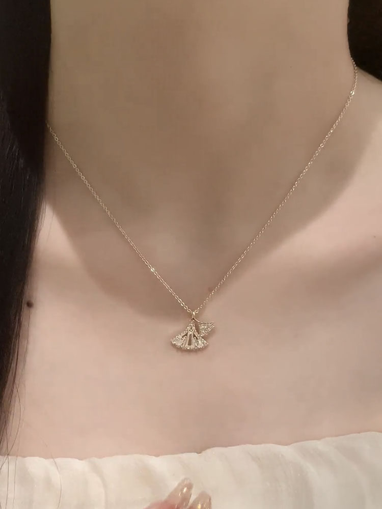 气质超闪锆石小裙子吊坠项链女