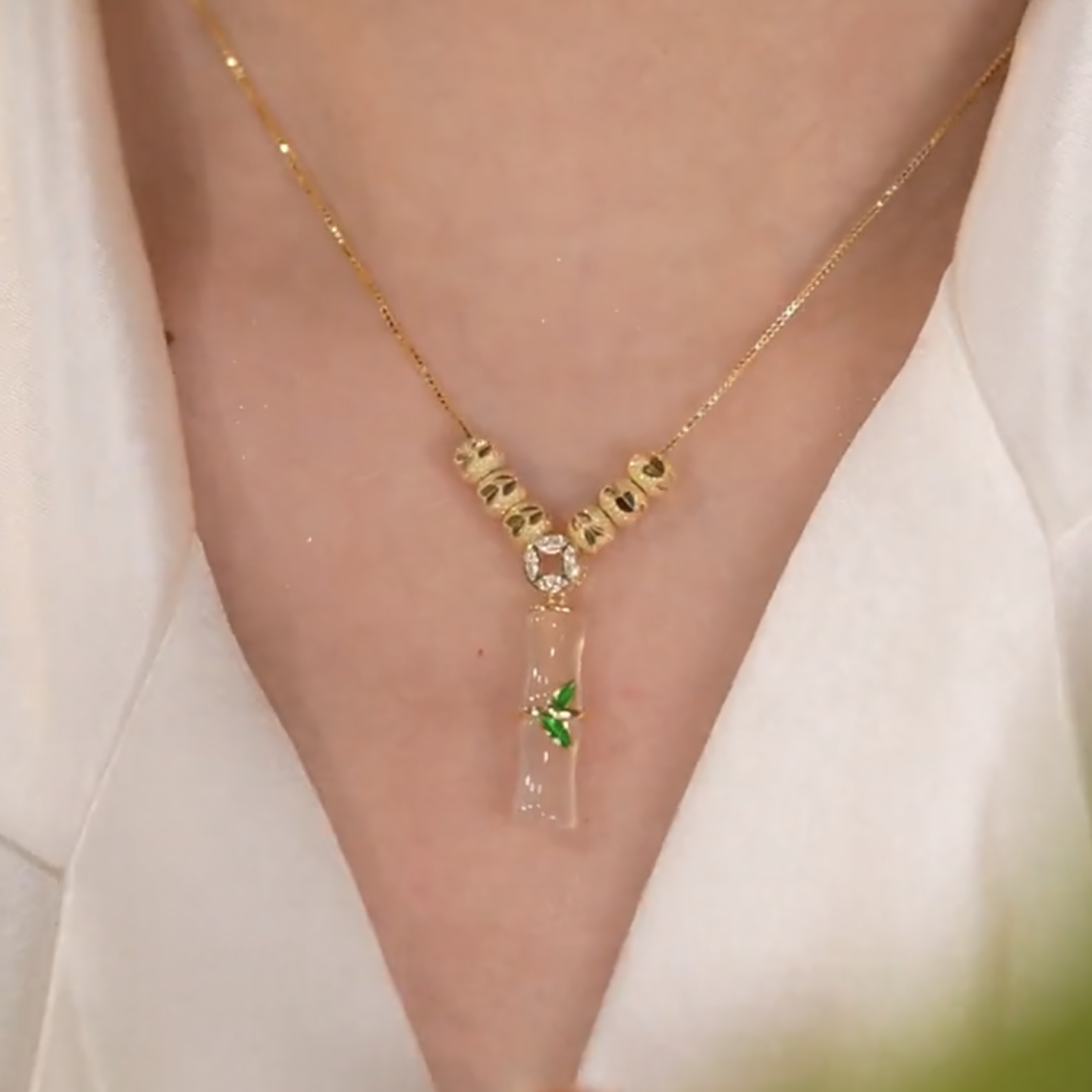 节节高升竹节吊坠项链女