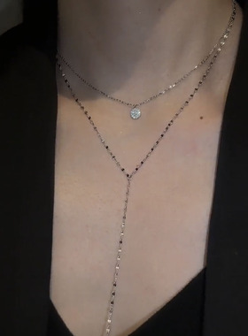 设计感双层叠戴嘴唇链锁骨链