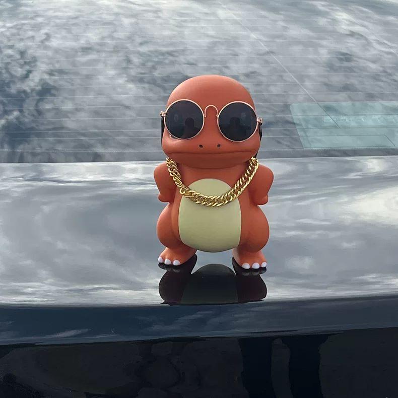 霸气傲娇小火龙车尾挂件网红汽车摆件后备箱车顶杰尼龟摆件手办