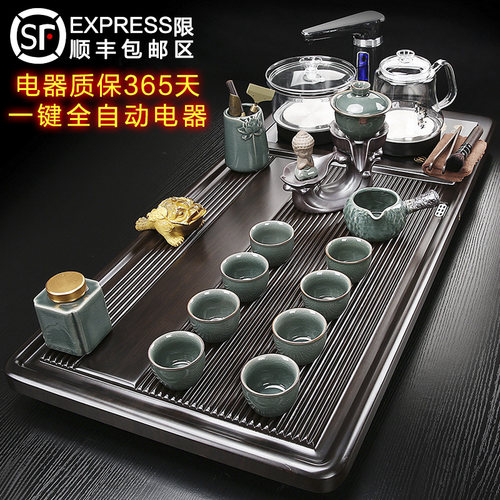实木茶盘家用客厅烧水壶一体懒人茶具套装全自动高端办公茶台整套