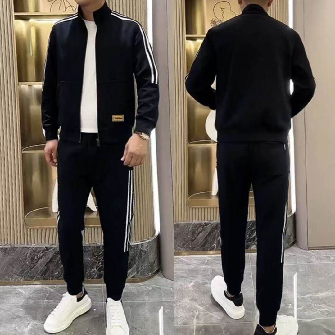 【现货】2692春季新款男士休闲运动套装时尚潮流条纹舒适百搭帅气