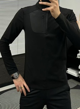 【现货】33632男士秋冬爆款T恤小衫内搭商务纯色运动休闲高品质古