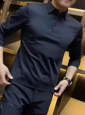 【现货】35167早秋男士新款无痕POLO衫纯色简约时尚户外休闲百搭