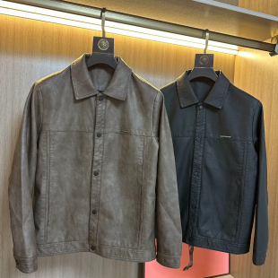 皮衣外套翻领新款 27206男士 时尚 皮夹克春季 百搭时尚 爆款 现货