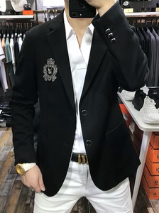 2023男士秋季新品针织棉时尚西服轻奢欧货潮流男外套休闲商务外套