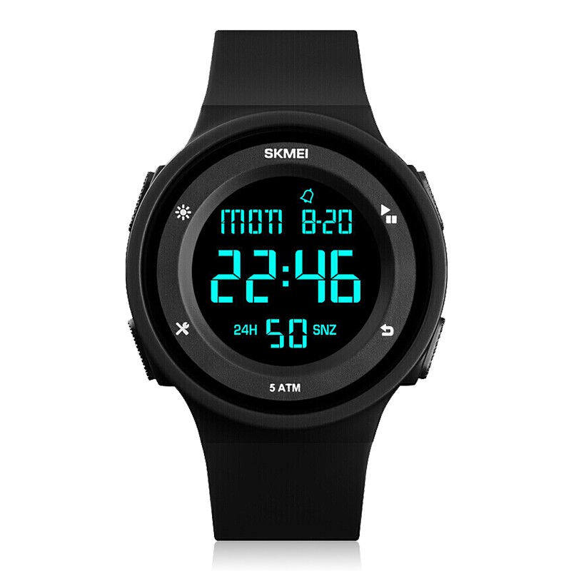 时刻美skmei手表男女户外运动学生电子表夜光防水腕表1445黑色