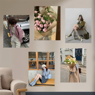 韩系氛围感穿搭ins服装 饰画 店海报墙贴工作室博主直播拍照背景装