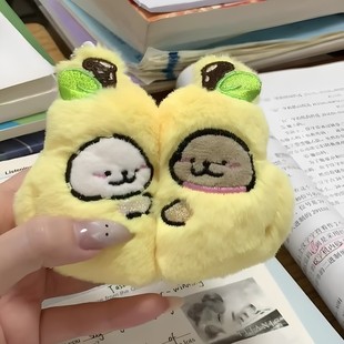 永不分梨钥匙扣线条小狗书包挂件情侣对扣可爱毛绒磁吸款包包挂饰