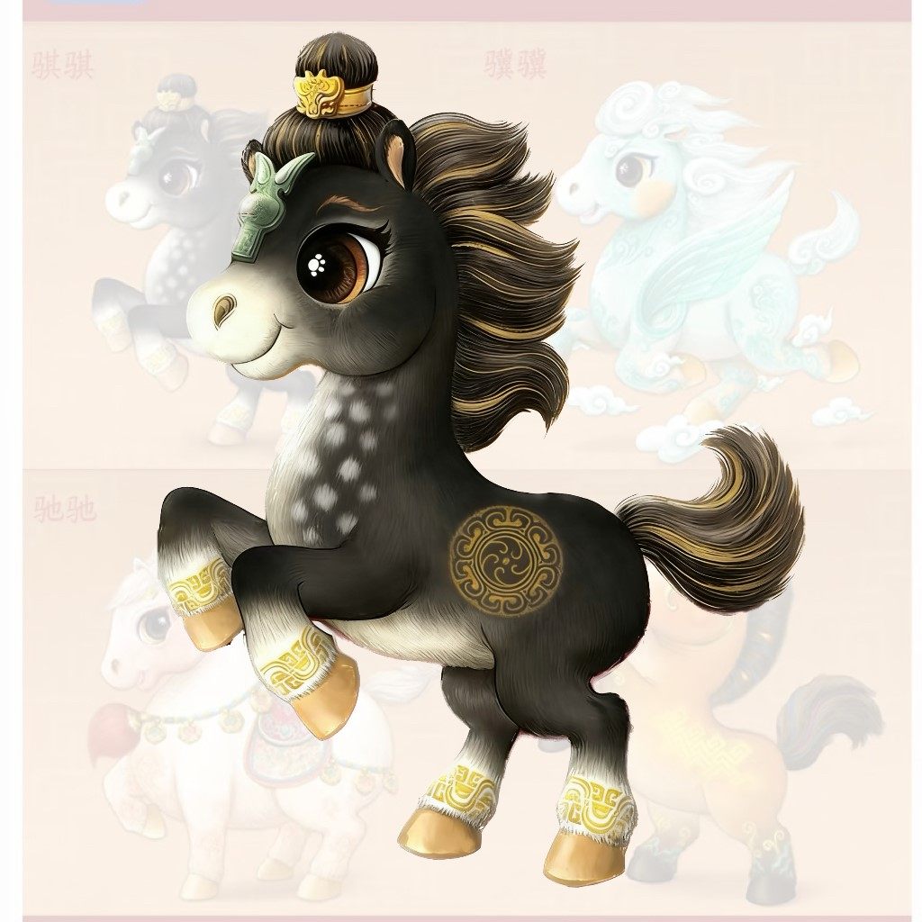 新款马年十二生肖驰骋骏马可爱卡通毛绒玩偶娃娃挂饰送朋友礼物