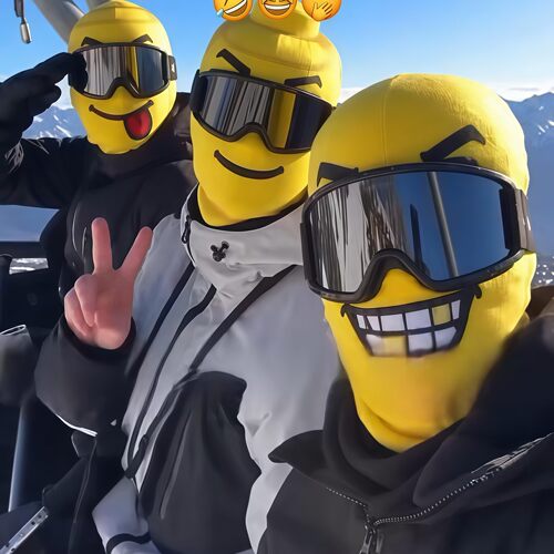 黄色积木人面罩滑雪护脸搞怪印花